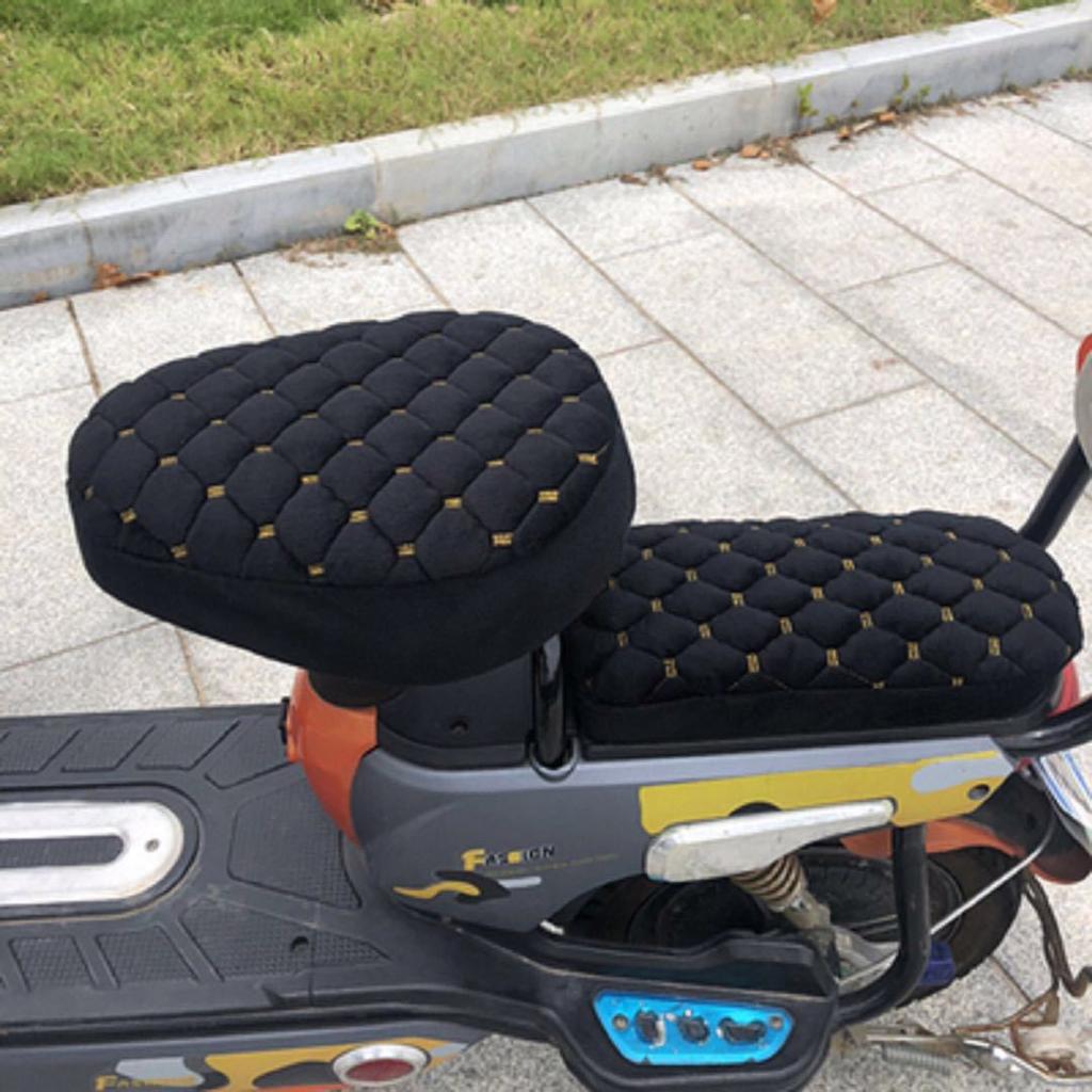 1 Set Flannelette Electric Bicycle Seat Cover Plus Fleece Universal Thickening Seat Cover Brown Warm Sun Protect Seat Cover