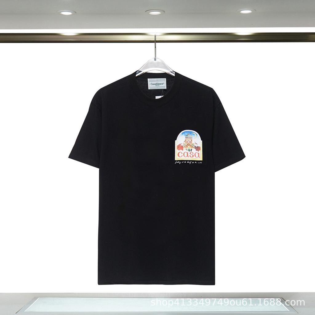 Casablanca 23 Frühling und Sommer Neuheit Fantasie Tor Sternenhimmel Schloss Casa Buchstaben Logo Kurzarm Partner T-Shirt