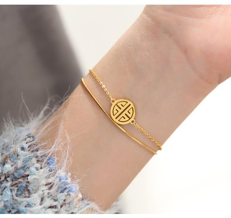 Double Layer Korean Fashion Titanium Steel Friendship Bracelet for Women - Simple, Stylish, and Trendy