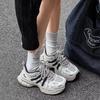 Popular 2025 Spring Thick-soled Heightening Dad Shoes Women's Single Color Matching Lace-up Versatile Sports and Leisure Shoes Tide