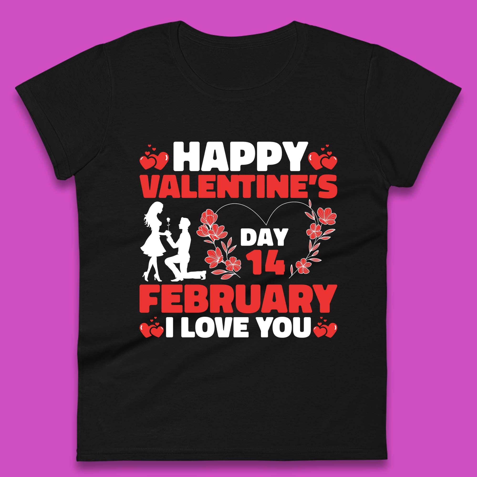 14 February I Love You Womens T-Shirt Mens Tops Tees Unisex S