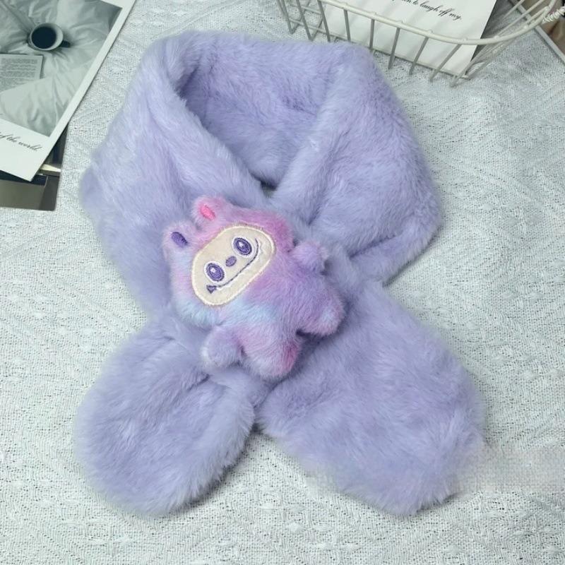 Cartoon Colorful Scarf Autumn and Winter Plush Baby Scarf Parent-child Imitation Rabbit Fur Children's Scarf
