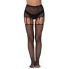 Schwarze Hohlstrick-Bikini-Netzsocken Jacquard-Muster Ganzkörperstrümpfe Damen Sexy Fischgrät-Strumpfhosen mit Blumen Gitter Party-Strumpfhosen
