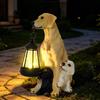 Porch and Lawn Dog Light Garden Statue, Sun Powered Resin Outdoor Display Piece for Entryway Use and Soft Shine