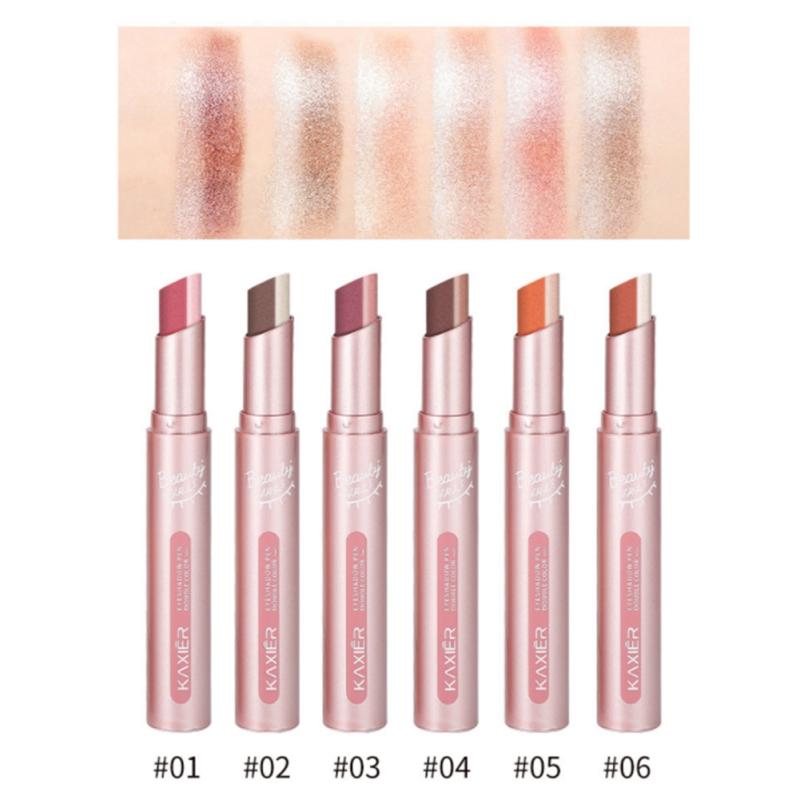 2 Colors Combine Eyeshadow Pen Glitter Shiny Long Lasting Stick Waterproof Highlighter Pearl Shimmer Makeup Maquiagem Soft