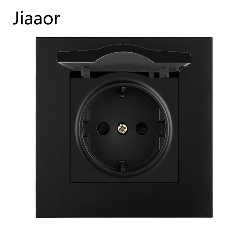 16A Black European Double Gang German-Style Switch & USB/Type-C Socket for Concealed Installation
