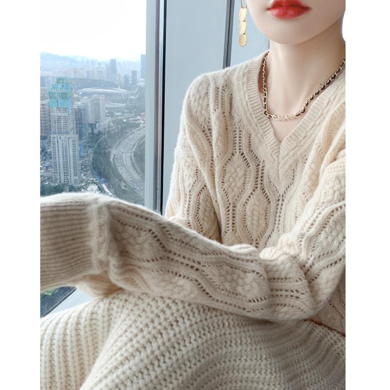 Dame kashmir genser Qinghe kasjmir 30% kashmir 70% ull høst og vinter kasjmir tykk genser myk og varm