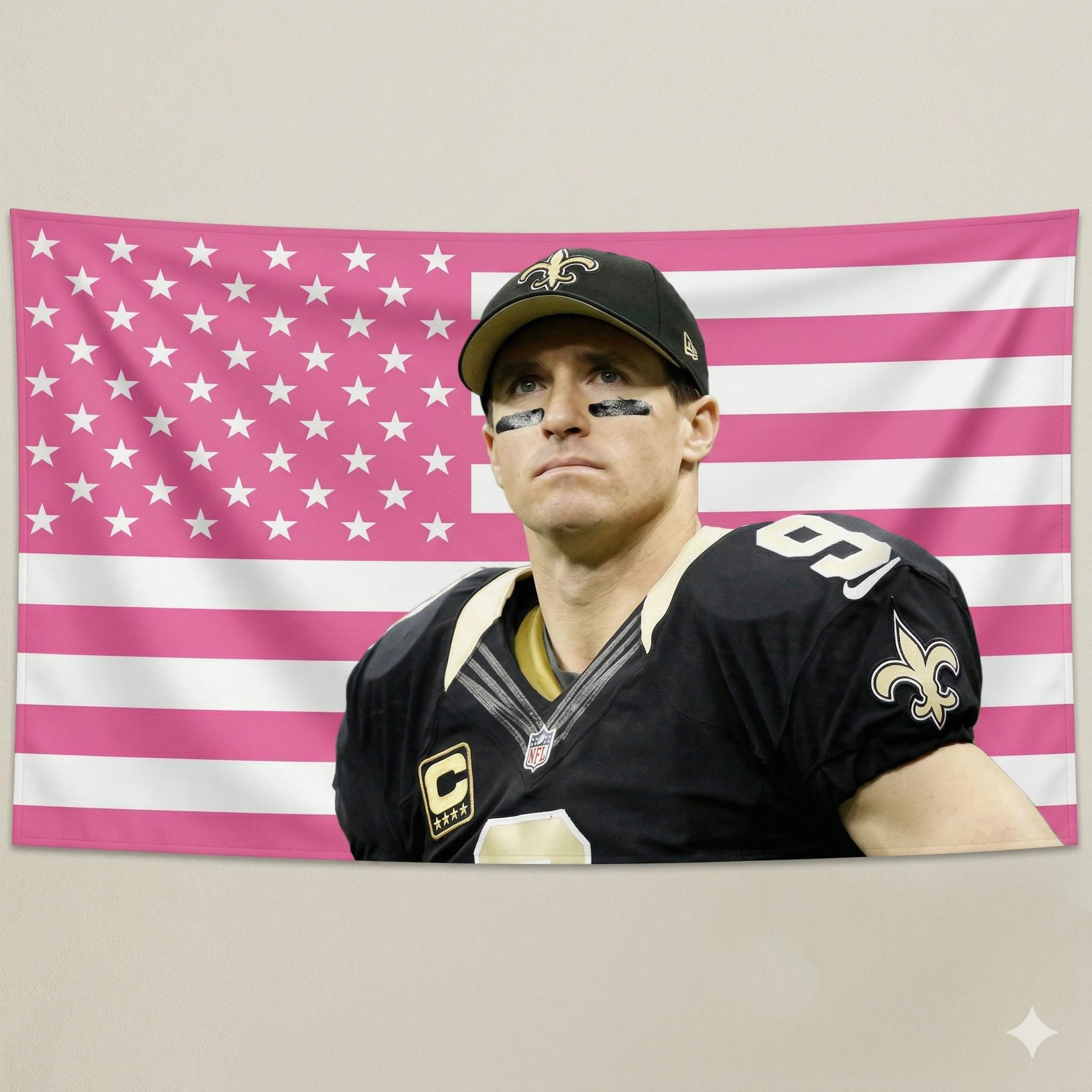 Pink Striped American Flag Football Fan Banner 3x5ft Wall Decor for Man Cave Bar Game Day Sports Party Indoor Outdoor Gift 74x94cm(29x37in)