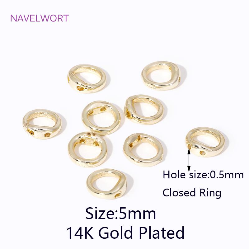 18K Gold Plated Brass Double Hole Connector Rings,End Bead Tip,For Jewelry Making Supplies DIY Pearl Bracelet Necklace Accessory