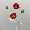 Flocked Poppy Silk Flower - 4-Head Single Stem for Wedding & Home Décor Vase