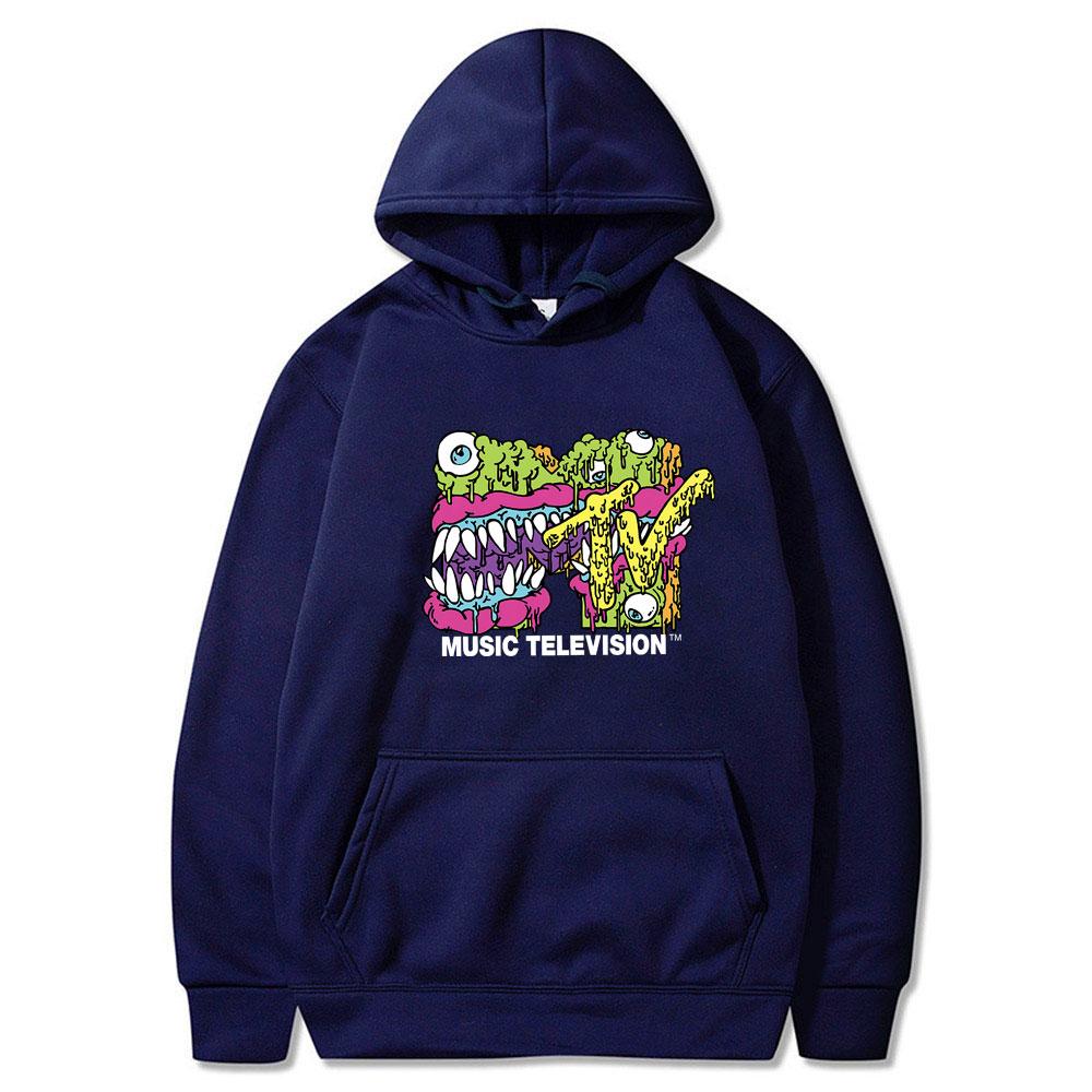 Felpa con Cappuccio Grafica Mostro MTV Music Television Moda Uomo Donna Vintage Oversize Pullover Unisex Casual Felpa Cotone con Cappuccio