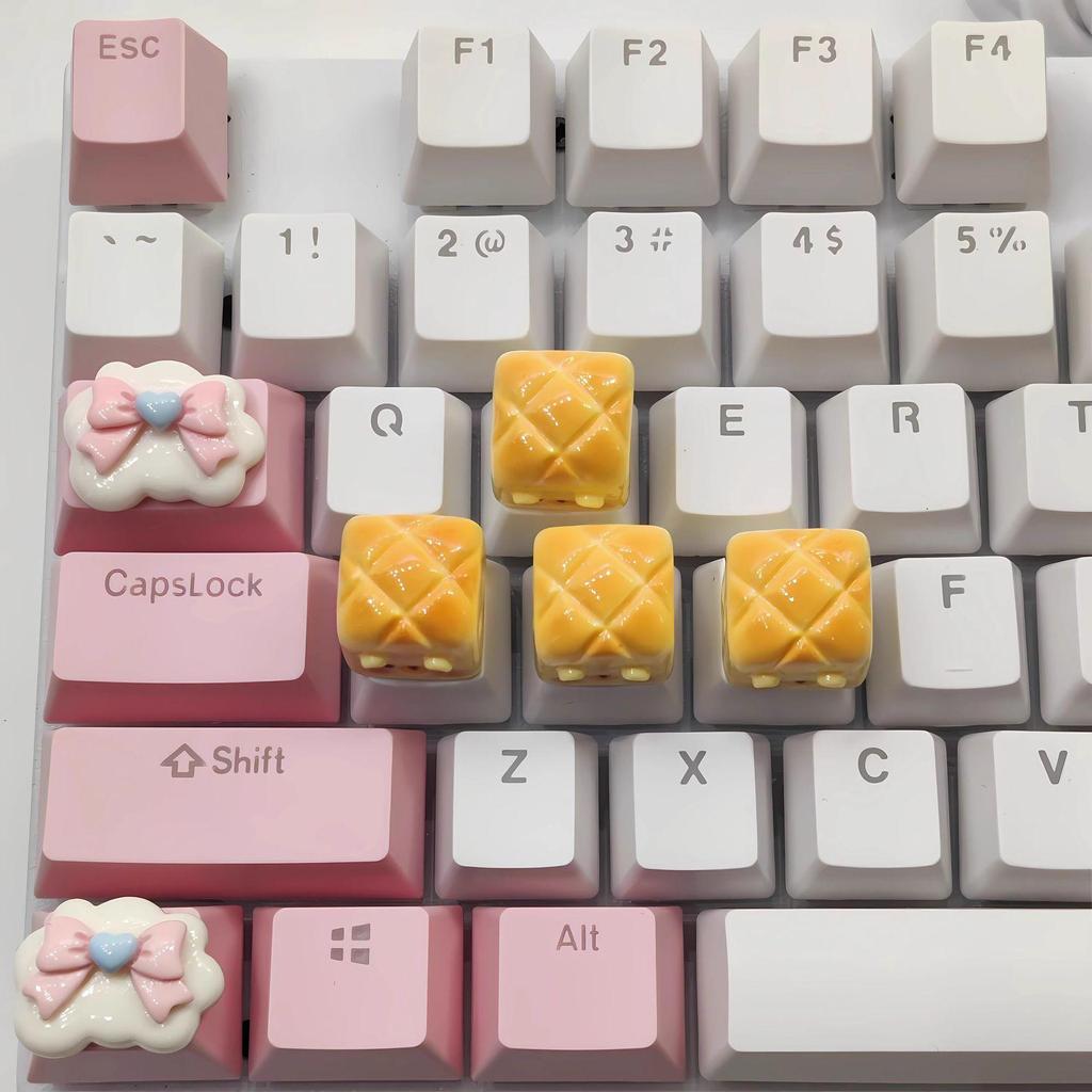 Three-Dimensional Bear Bread Keycaps: Cute Embossed Stickers for Keyboard