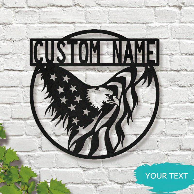 

Metal Eagle Wall Decor Sculpture Personalized Name Sign Farmhouse Patio Porch Waterproof Christmas Gift