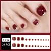 Burgundy Glitter Press-on Short Toenails – Finished Nail Art