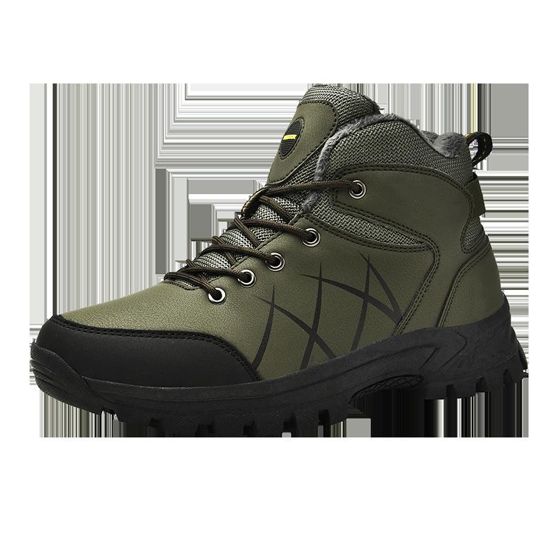 

New Style Thickened Warm Outdoor Leisure High-top Hiking Shoes Large Size Outdoor Mountain Climbing Shoes 41 зелений