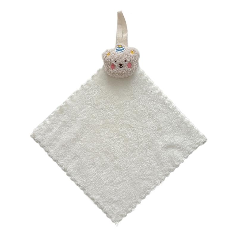 

Quick Drying Wiping Towel Cartoon Square Towel Bear Print Towel for Baby & Adult Perfect for Traveling & Dining Out білий