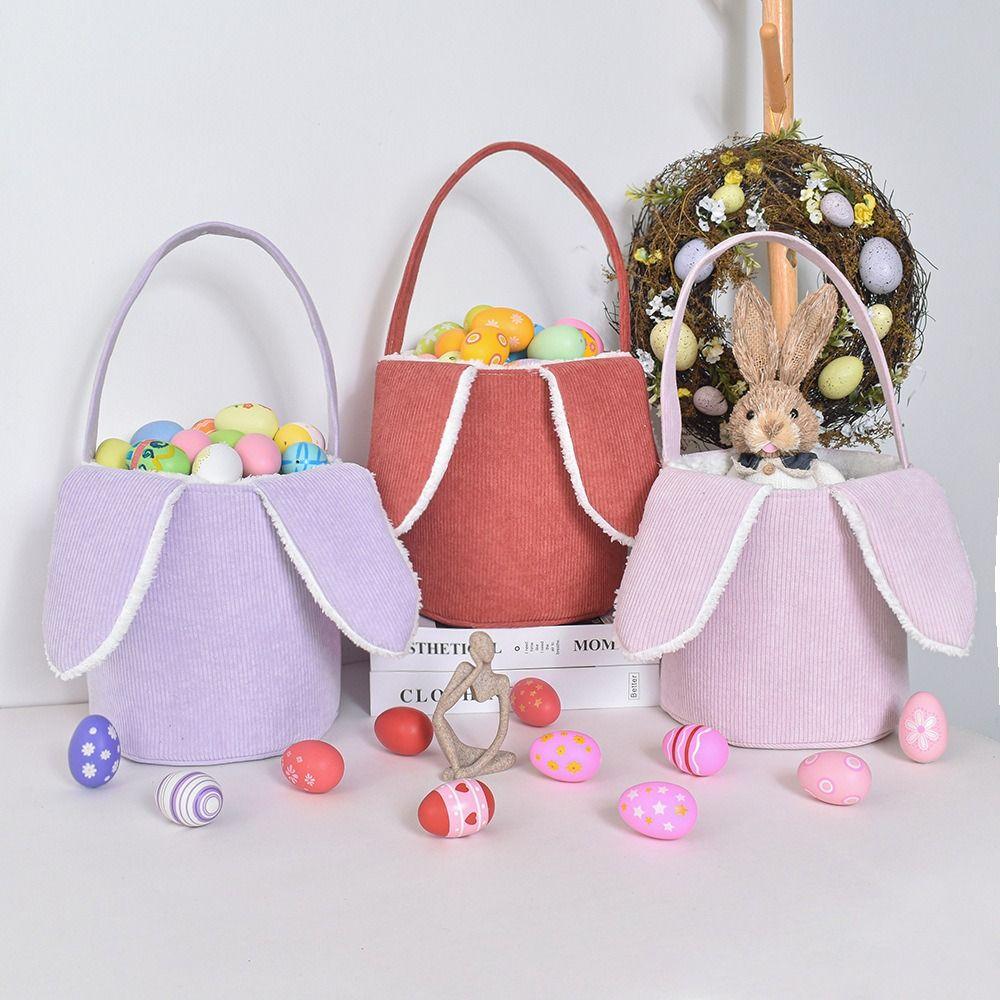 

Corduroy Candy Gift Bag Long Ear Storage Bag Fashion Handbag Happy Easter фіолетовий