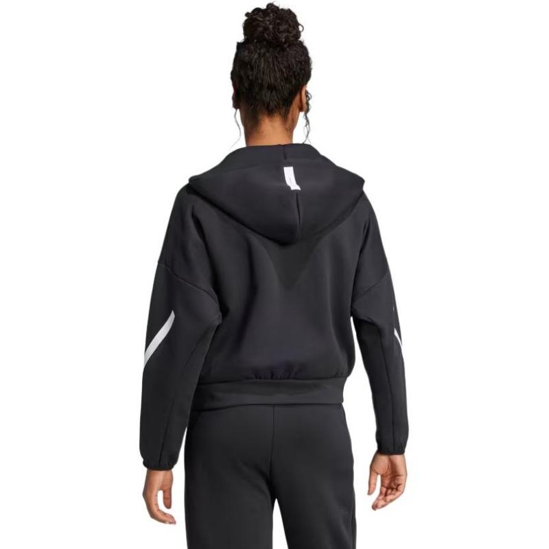 adidas Women's Z.N.E. Full-Zip Hooded Jacket Black White JC5392