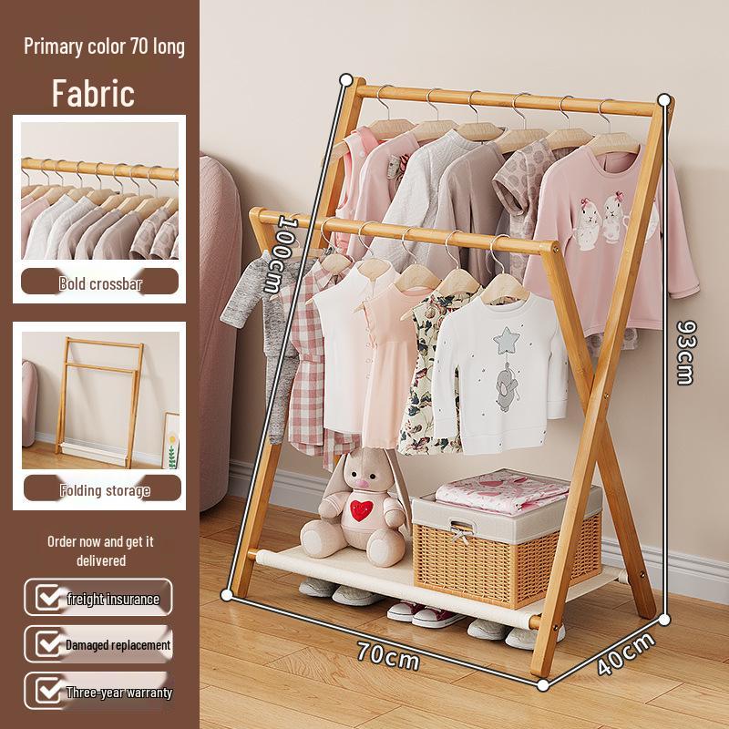 Compact Kids' Floor Clothes Rack: Foldable, Short, and Perfect for Bedrooms & Drying.