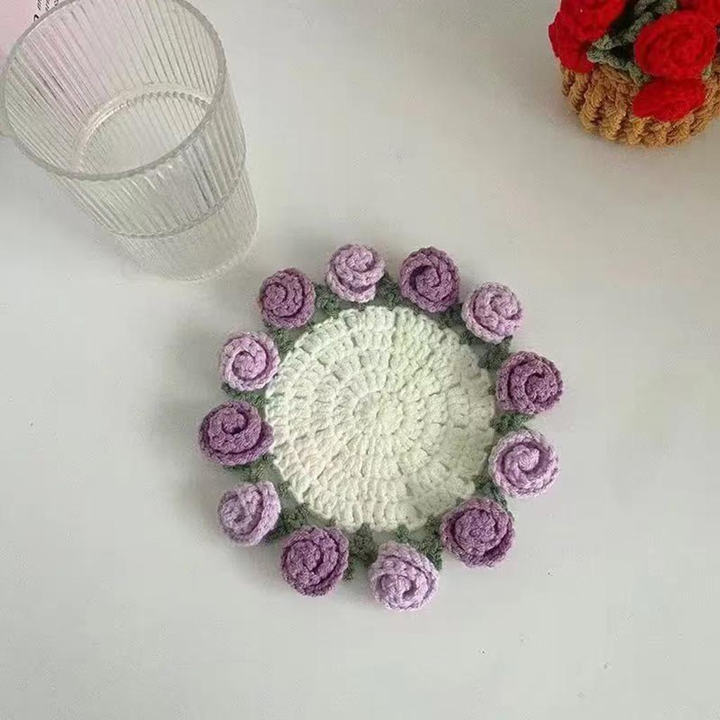 Suport de pahar cu floare Kituri de croșetat Kituri de suport de pahar croșetat Kituri de start pentru suport de pahar croșetat Cadou creativ pentru decorarea casei