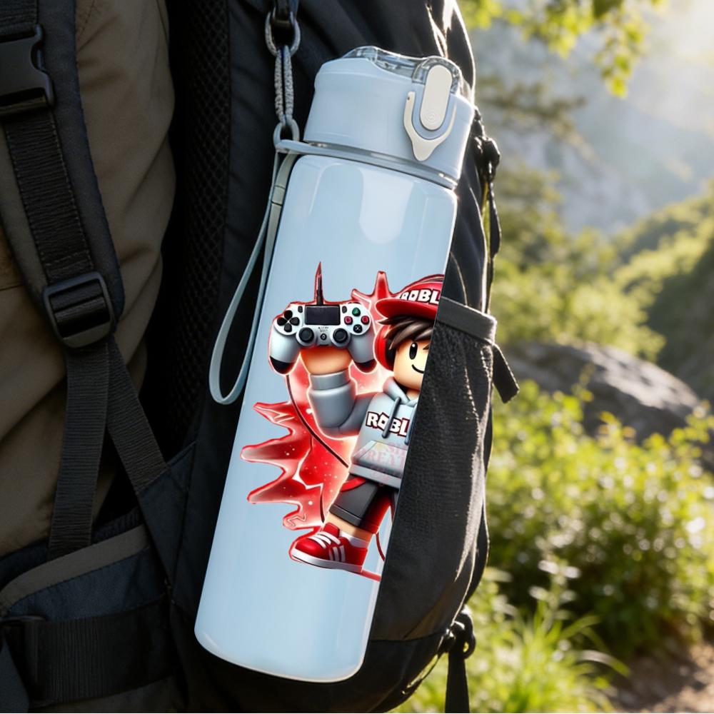1PC Cartoon Firefighter Hero 750ml Color Plastic Sports Water Bottle Leakproof Flip Straw Lid Suitable for Sports Office Home Use