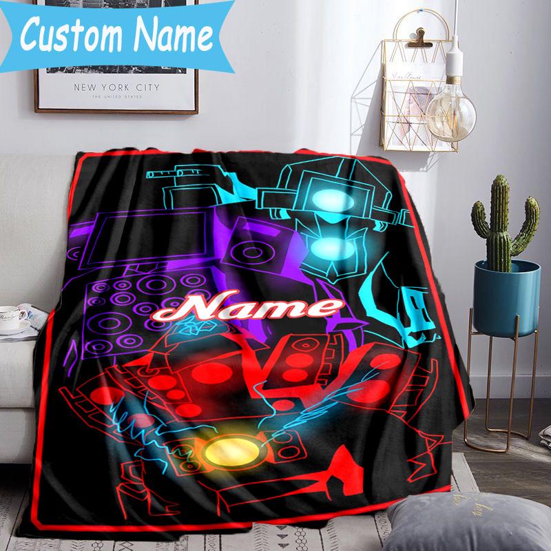 1PC Custom Name Skibidi Future Adventure Throws Blanket Flannel Blankets for Couch Bed Gifts for Men Women Travel Picnic Christmas Fan Gifts