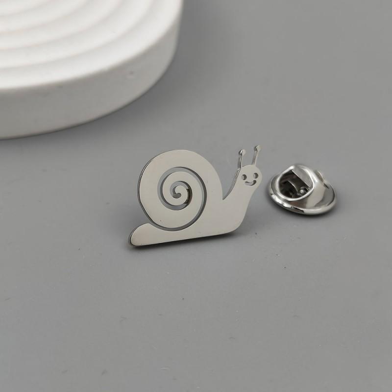 Cartoon Snail Gold Brooch Flat Cut Badge Daily Wear Men's Suit Shirt Accessories