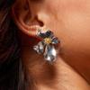 Silver Petal Earrings - Korean Style with European and American Irregular Design