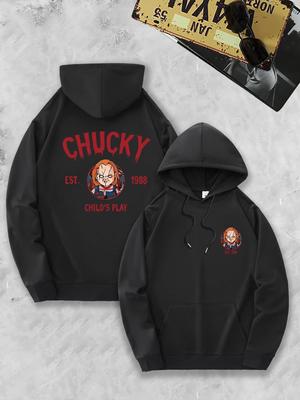 CHUCKY Grafik Hoodie Herren Freizeit Braun Hoodie mit CHUCKY Grafikdruck LET