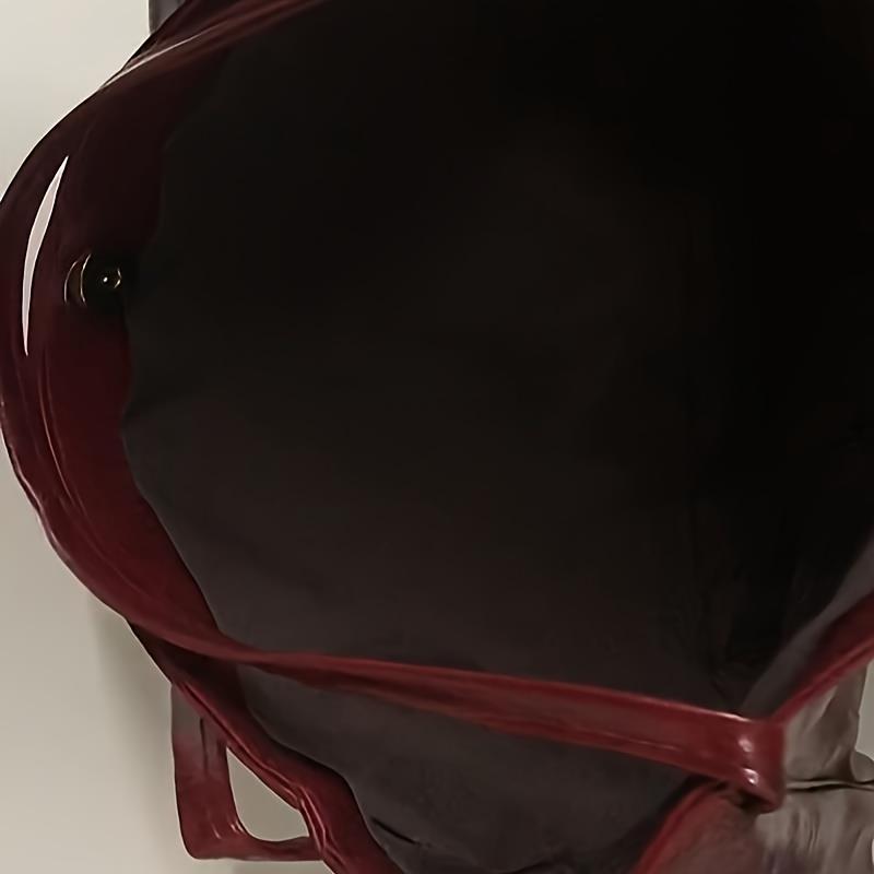 Retro Burgundy Handbag for Women - Large Capacity Crossbody Shoulder Bag with Adjustable Buckle Closure, Fixed Strap & Edge-Painted Finish