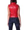Handmade Vest Waistcoat Jacket Coat Red Lambskin Classic Women Leather Western Button