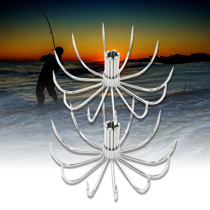 10Pcs Stainsless Steels Squid Hook Sea Fishings Fishes Hook Squid Jig Fishings Baits Hook Barbed Umbrellas Fishings Hook