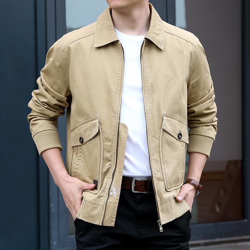 

Весенне-осенняя мужская хлопковая летная куртка свободного покроя большого размера с верхом и несколькими карманами, мужская одежда XXXXL хаки