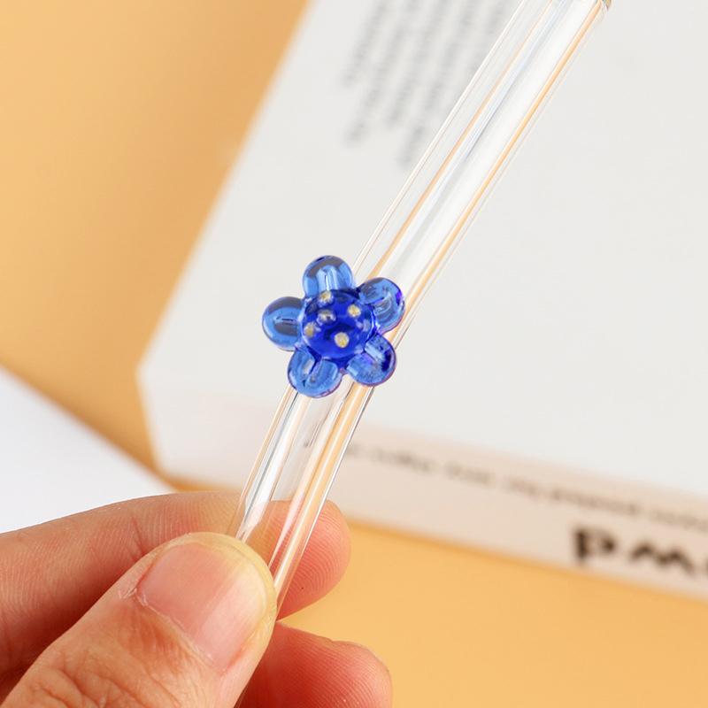 Flower Glass Straw Reusable Drinking Straws Cute Straw For Festival Party Wedding Cocktail Bar Beachs