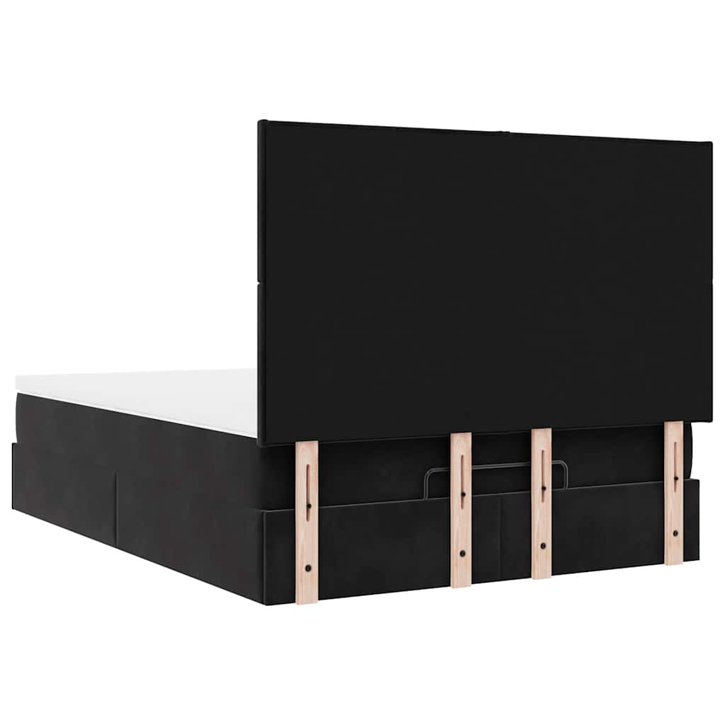Ottoman Bed with Mattress Black 140x200 cm Velvet