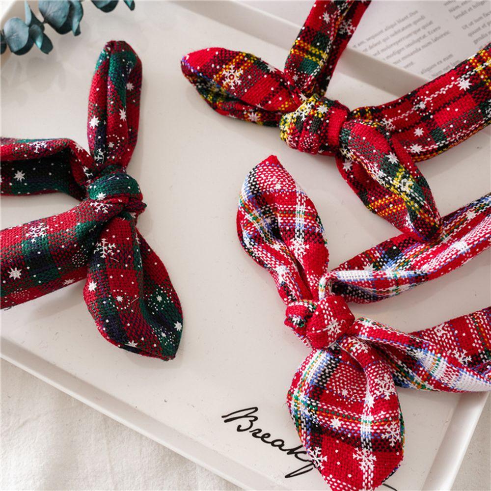 Decorations Navidad Decor Bowknot Snowflake Xmas Garland Christmas Grid Headband New Year Gift