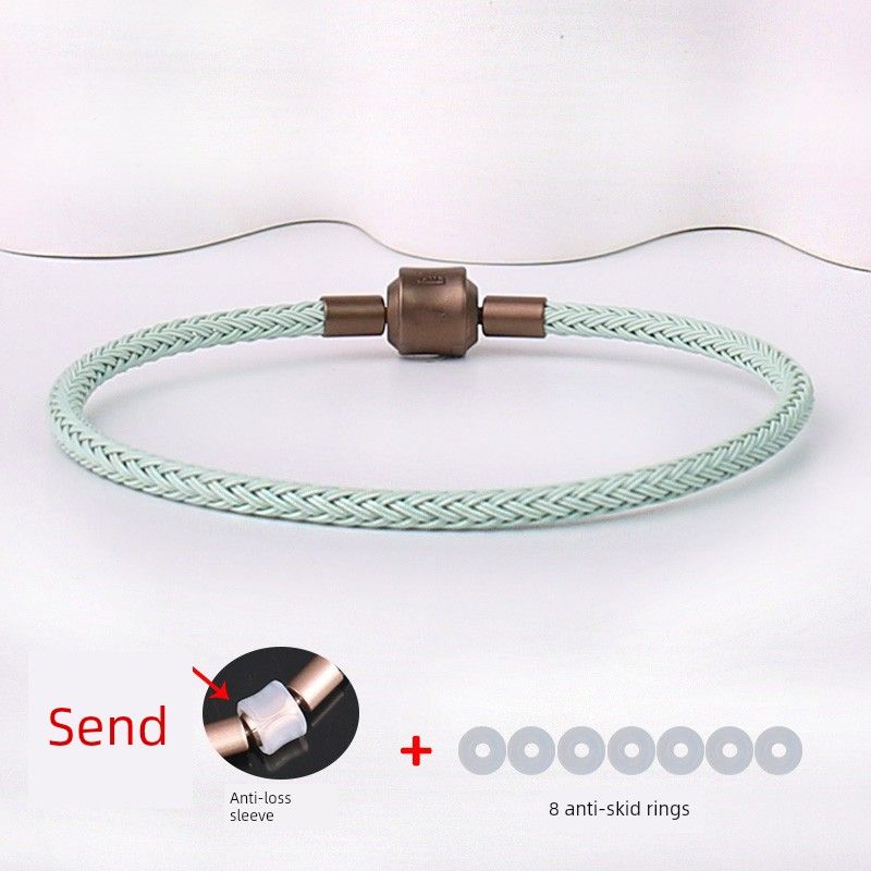 

Ремешок для переноски из стальной проволоки, сменный ремешок для переноски Zhou Jia, носимый 3D жесткий, с бусинами из чистого золота для переноса, для мужчин и женщин, браслет года судьбы Mint green girth 19cm