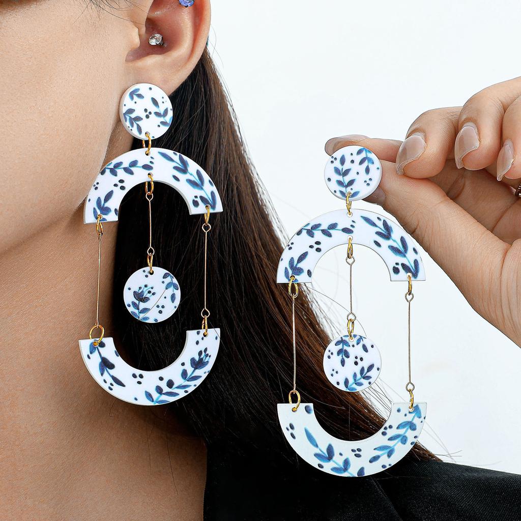 Fully Managed Acrylic Stud Earrings, Personality Funny Eyes Cat Geometric Earrings Earrings