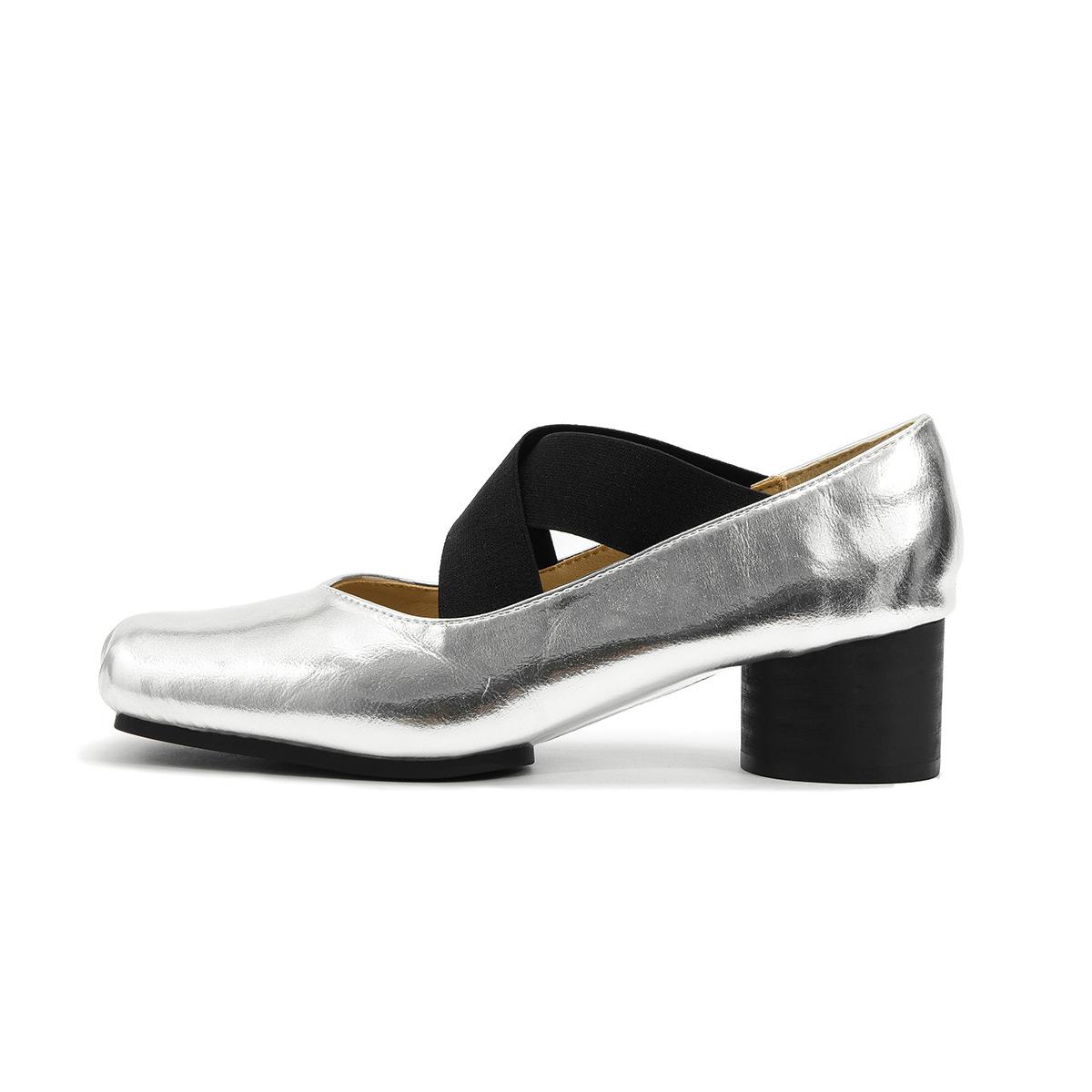 

Серебристые туфли-лодочки женские кожаные балетки Мэри Джейн универсальные туфли на высоком каблуке женская обувь ретро с открытым верхом балетки 34