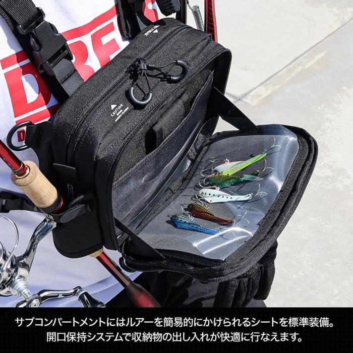 DRESS Tactical Chest Bag, Gray, Fishing Bag, Backpack, Light Game Fishing, Ajing, Eging, Rod Holder, Pliers Holder, Large Capacity