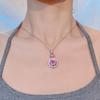 Trendy Pink Rhinestone Necklace Women's Temperament Elegant Necklace And Earrings Jewelry Gift