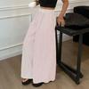 Women Pants with Pockets, Casual Wide Leg Trousers with Elastic Waist, Loose Fit Striped Print Pants for Everyday Wear