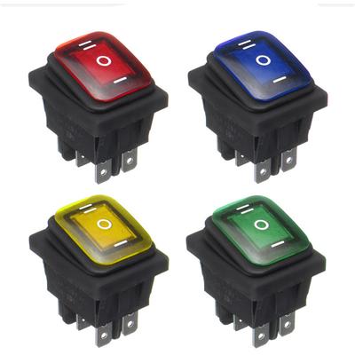 4pcs 3 Position On-Off-On 6Pin DC 12V Waterproof Car Boat LED  Durable Rocker Power Switch With Backlight