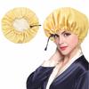 Doppellagige Nachtkappe, verbessert und verstellbar, für Frauen, geölte Duschhaube, weiche Seide, doppelt verwendbar, Badekappe, Chemotherapie-Kappe, Nachtkappe