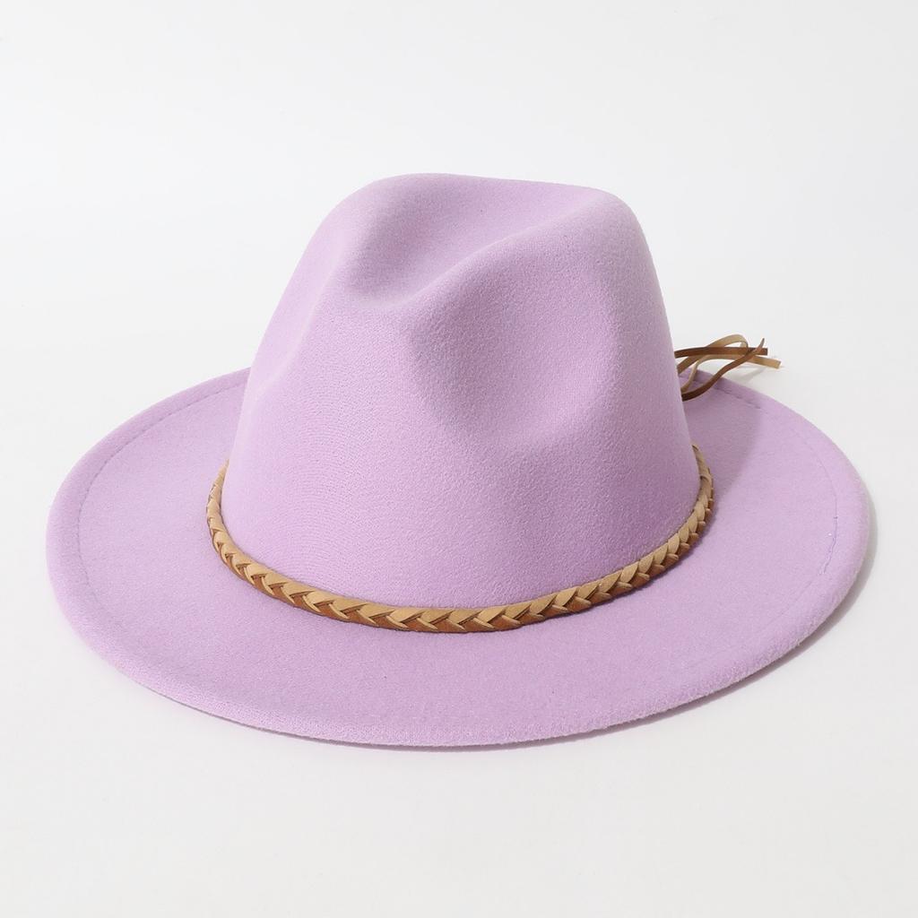 Western cowboy hat, vintage wide-brimmed jazz woolen hat, men's ribbon felt hat, Mongolian street dance Tibetan knight hat