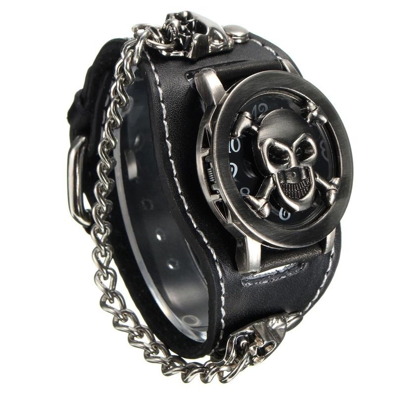 GOLDCHIC JEWELRY Braccialetti In Pelle Da Uomo, Stile Punk Gotico Serpente Teschio Nero Braccialetto 1008761