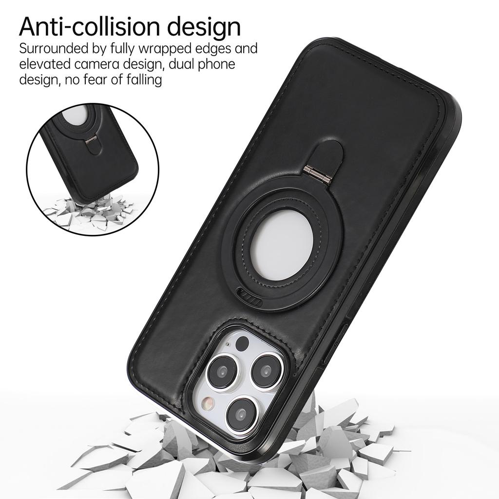 Custodia in Pelle per Apple iPhone16 ProMax - Supporto ad Anello di Ricarica Wireless MagSafe in PU Copertura Due in Uno su iPhone16/15/14/13/12/11/Pro/Plus/Promax
