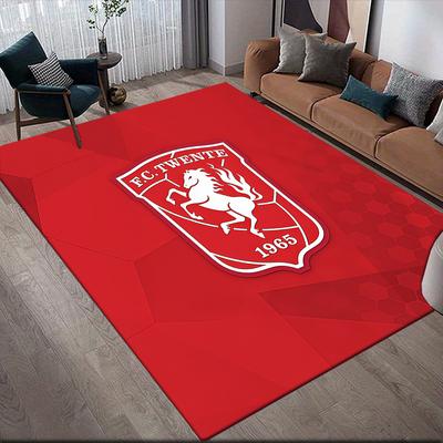FC Twente Flannel Pattern Square Carpet,Area Rug,Carpet Rug for Living Room Bedroom Sofa Playroom Decor,Non-slip Floor Mat