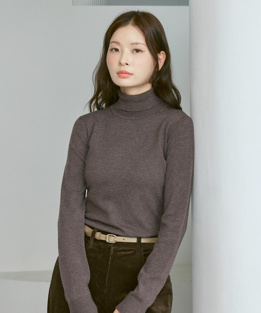 210EDIT Women'S Cashmere Blended Turtleneck Knit [Melan Brown]_Zz4Sw012