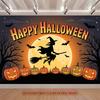 Party Backdrop Halloween Flat Witch Silhouette Pumpkins Multi Layered Celebrations Photo Booth Decor Front Door Decor